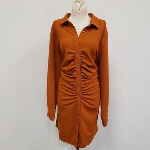 Standards Practices Button Up Shirt Dress Size 1X Stretch Boho Office Siren